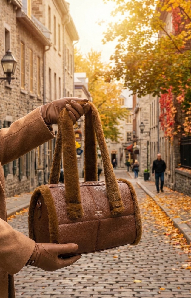  Craft Tasarım Açık Kahve Kürklü Baget Çanta